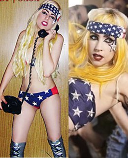Montaje de Lady Gaga en el videoclip de 'Telephone' y su doble chilena, Jey Gaga