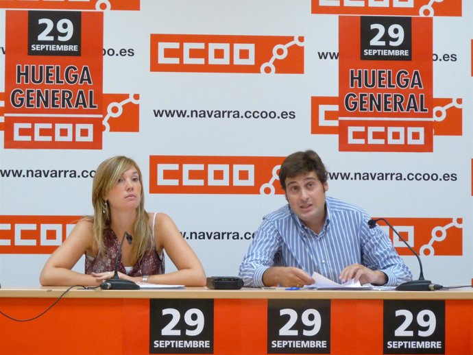 Rueda de prensa de CCOO de Navarra sobre la reforma laboral.
