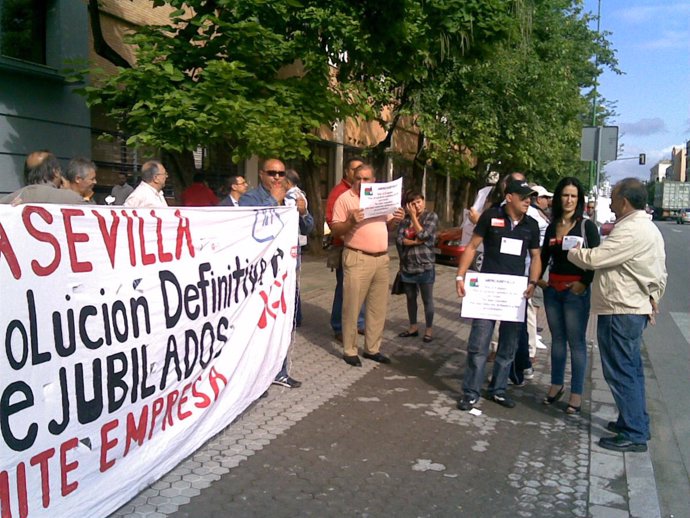 Una de las protestas de los prejubilados de Mercasevilla.