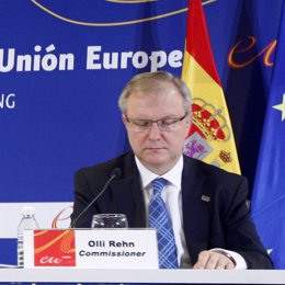 El comisario de Asuntos Económicos y Monetarios, Olli Rehn en Madrid