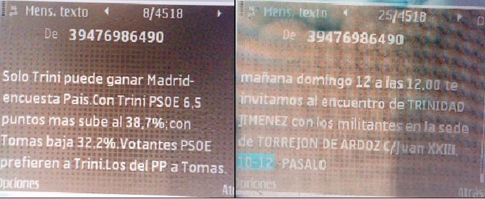 Los dos SMS recibidos por militantes 