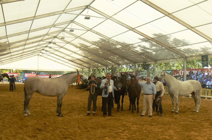 el alcalde, Jesús Estrella, y representantes de la ganadería ganadora en Anducab