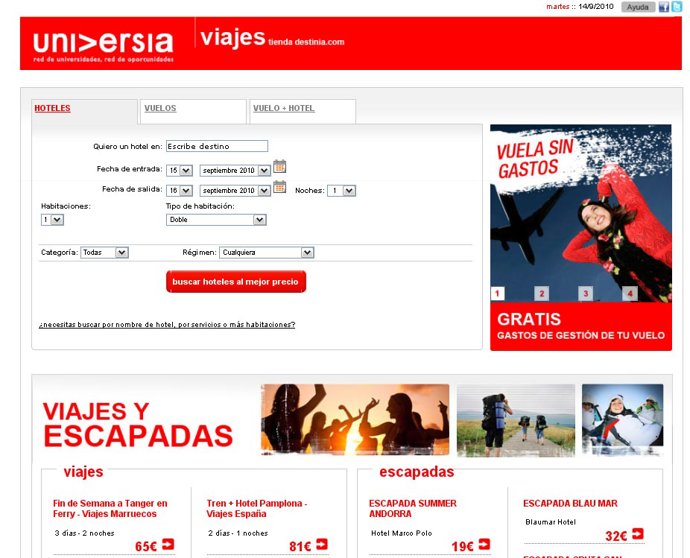 Nueva sección de viajes de Universia