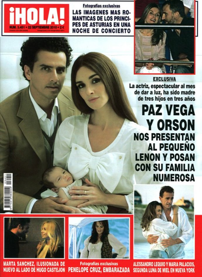 Portada de la revista Hola el 15 de septiembre de 2010