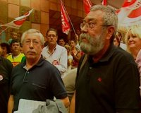 Un abarrotado Auditorio de Ayuntamiento de Logroño acoge un acto sindical con Méndez y Toxo