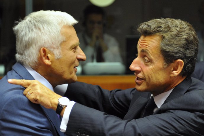 El presidente del Parlameto Europeo Jerzy Buzek y Sarkozy