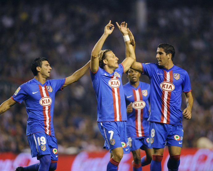 El Atlético de Madrid, celebrando un gol