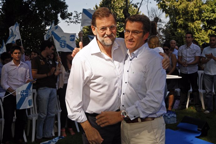 Feijóo y Rajoy en un acto en Soutomaior (Pontevedra)