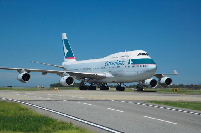 Un Boeing 747 de la aerolínea Cathay Pacific