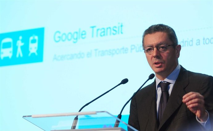 El alcalde de Madrid, Alberto Ruiz-Gallardón, durante la presentación de Google 
