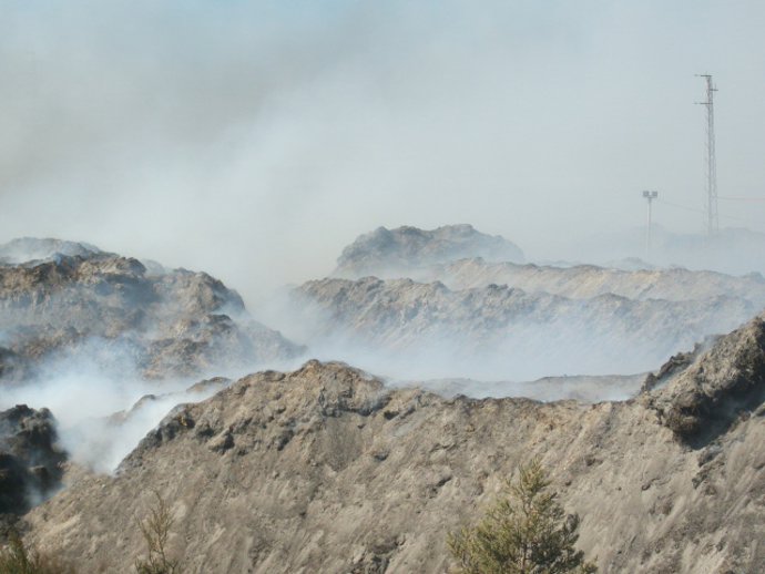 Imagen del incendio en la planta Ejido Medio Ambiente