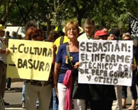 Ecologistas despliegan pancartas en la Dama Ibérica y en Mestalla (Valencia)