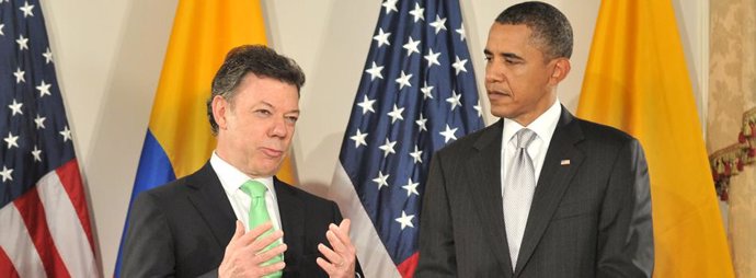 El presidente colombiano, Juan Manuel Santos, con el mandatario estadounidense, 