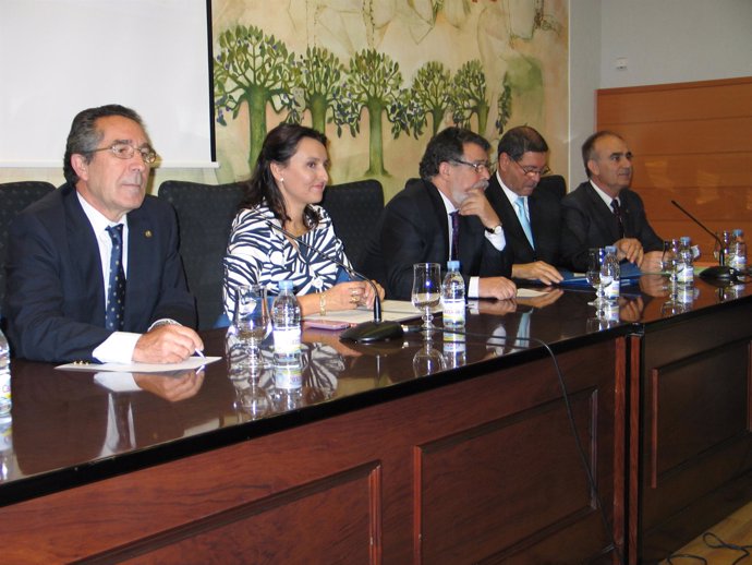 directores del curso junto con la vicerrectora López Zafra y el presidente del C
