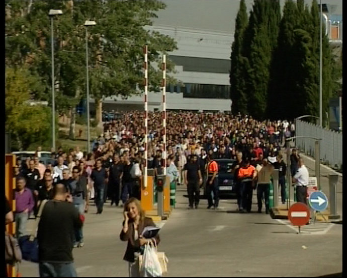Concentración en la planta de Airbus de Getafe (Madrid)