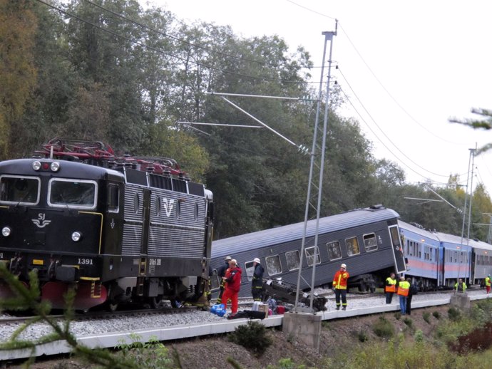 Tren descarrila entre Noruega y Suecia 