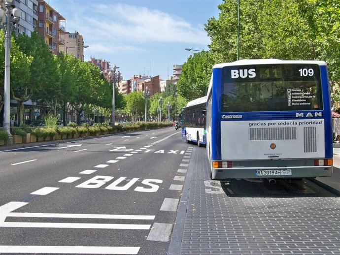 Carril exclusivo para el bus en el Paseo de Zorrilla de Valladolid