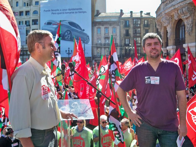 Unai Sordo (CC.OO. Euskadi) y Dámaso Casado (UGT)