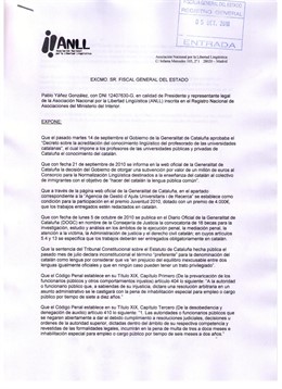 Solicitud registrada por ANLL en la Fiscalía General
