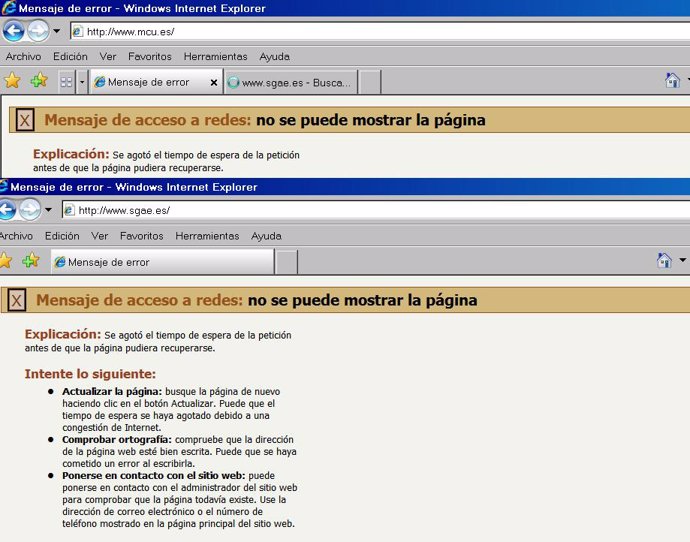 Las webs de la SGAE y el Ministerio de Cultura, víctimas de un ciberataque.