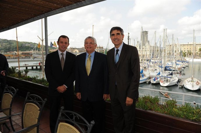 Rosell, Stern y Bertomeu en encuentro previo al Barça-Lakers