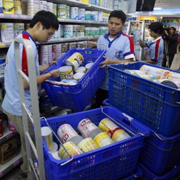 Leche en un supermercado de China