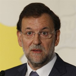 Primer plano de Mariano Rajoy en unos desayunos informativos