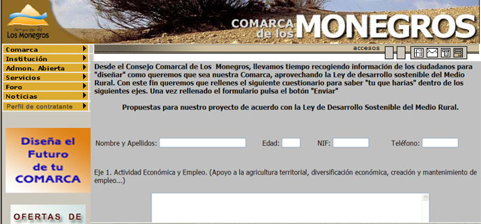 Web de la Comarca de los Monegros