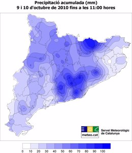 Mapa de las lluvias en Catalunya