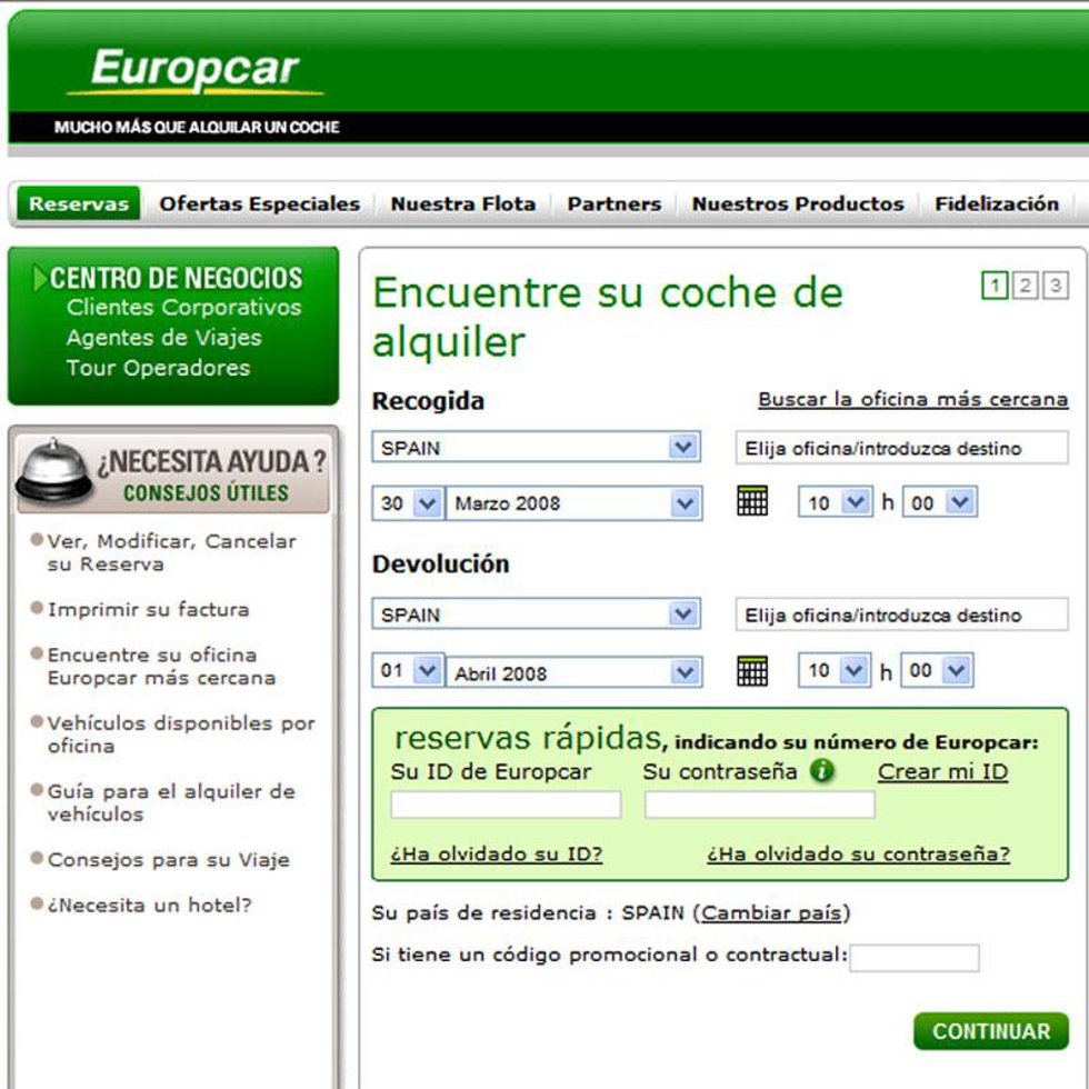 Nueva web de Europcar en España
