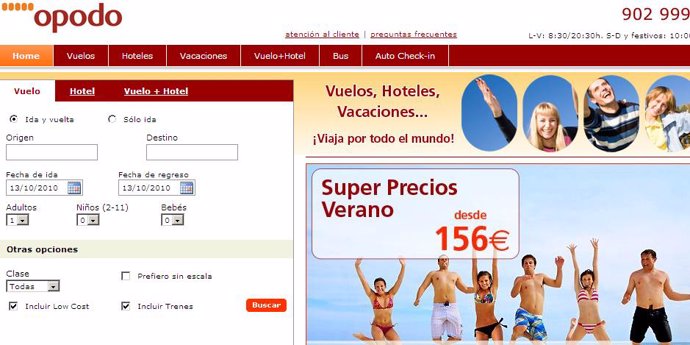 portal de la agencia de viajes 'online' Opodo