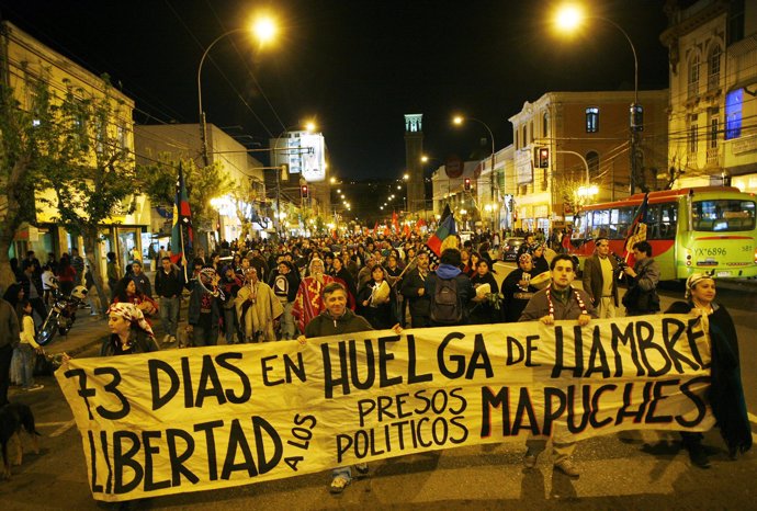 Manifestación mapuche en Chile contra la Ley antiterrorista