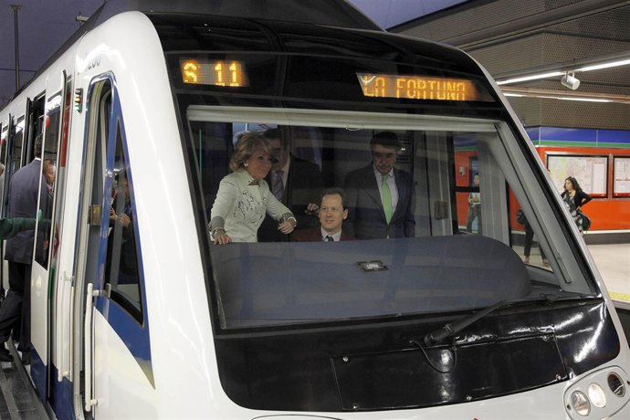 Esperanza Aguirre en la inauguración de la ampliación de la línea 11 a Leganés
