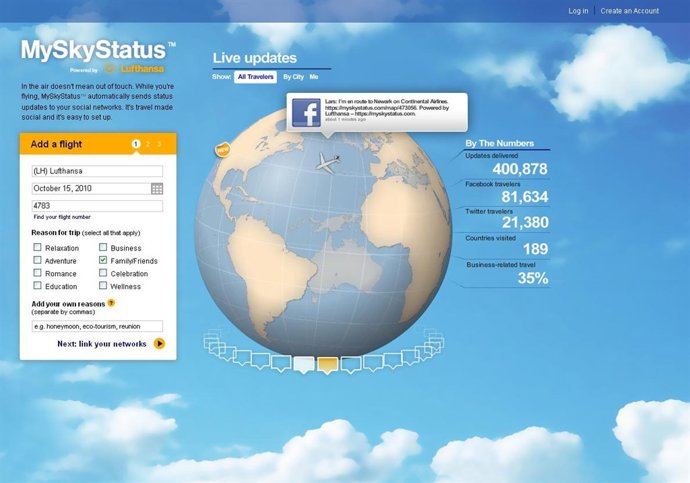 Aplicación 'online' Mystatus' de Lufthansa