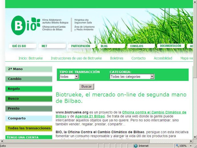 Página web de objetos de segunda mano.