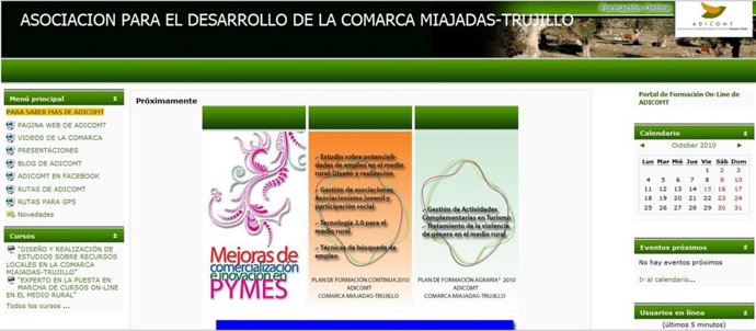 Imagen de la plataforma de formación de Adicomt