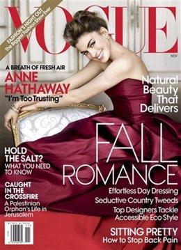 Anne Hathaway, portada de la revista 'Vogue' del mes de noviembre 