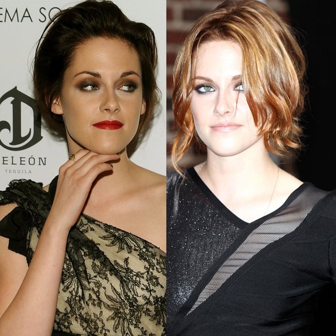 Montaje de Kristen Stewart en morena y pelirroja 