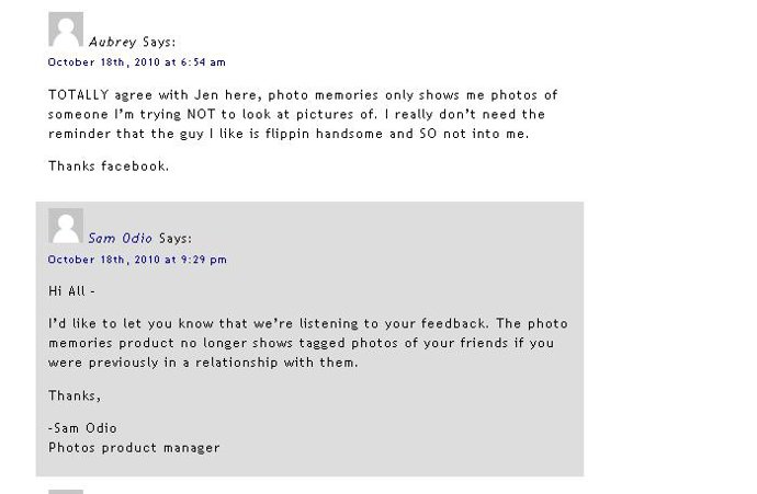 Post del Project Manager de Facebook Photos.