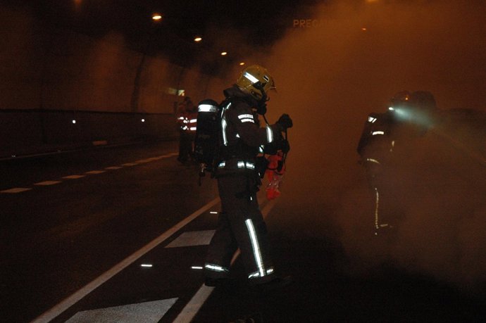 Simulacro accidente en túnel de Bracons