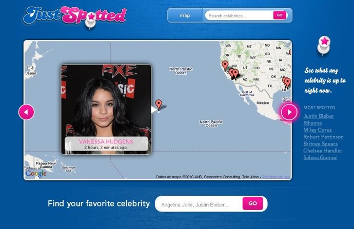 Pantallazo de la página web 'Just Spotted'