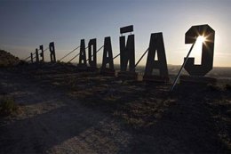 Cartel de entrada a la Cañada Real de Madrid