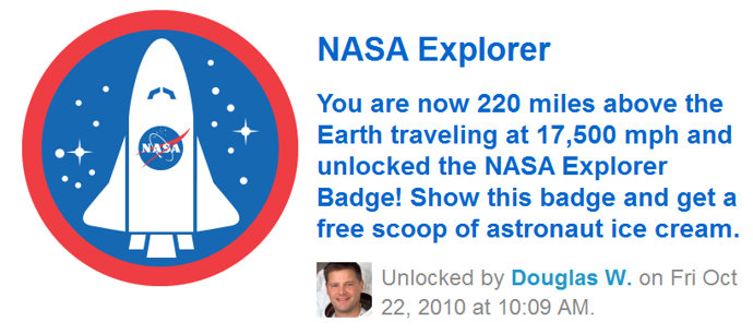 Badge de la NASA en FourSquare