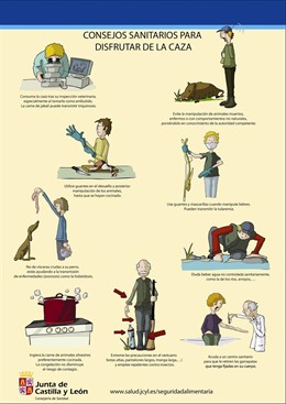 Cartel divulgativo de consejos sanitarios para la caza.