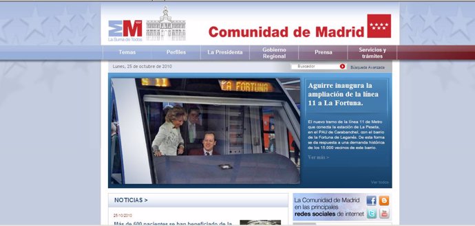 Nuevo diseño de la web de la Comunidad