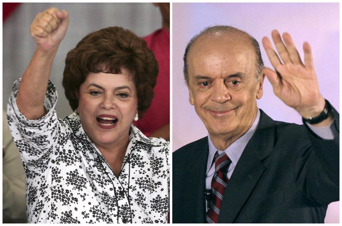 Dilma Rousseff y José Serra aspirantes a la presidencia brasileña