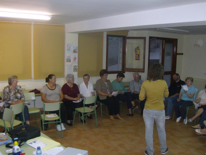 Una de las sesiones del taller en Pozán (Huesca)