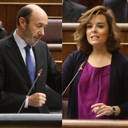 Montaje de Rubalcaba y Soraya Sáenz de Santamaría