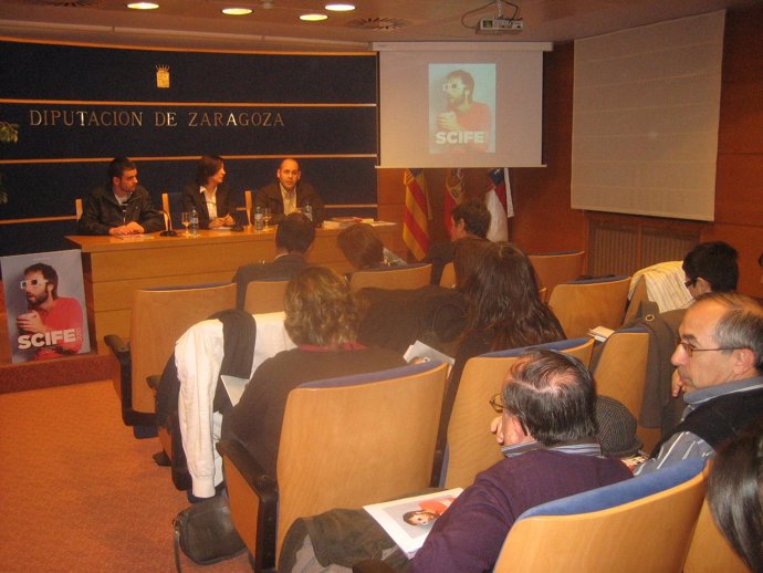 Imagen de la rueda de prensa de presentación de la SCIFE en Zaragoza