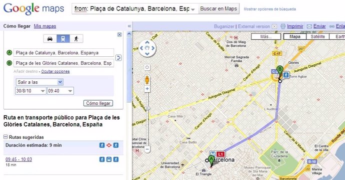 Barcelona en Google Transit